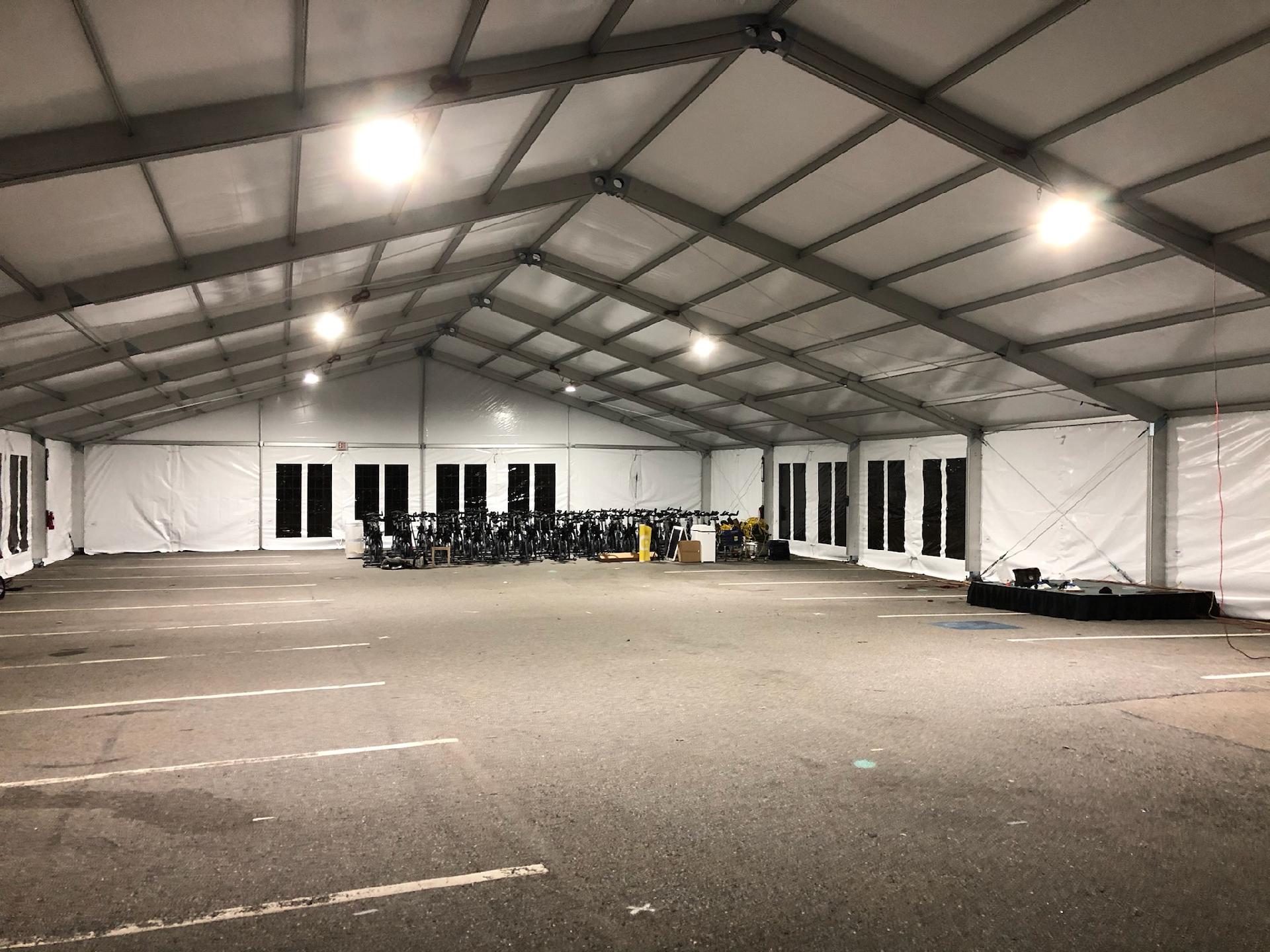 Engineered clear span tent interior