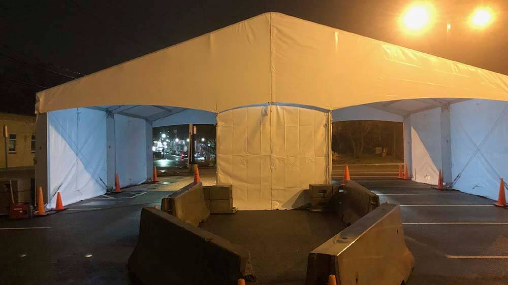 Structure tent for underground construction and pipe assembly