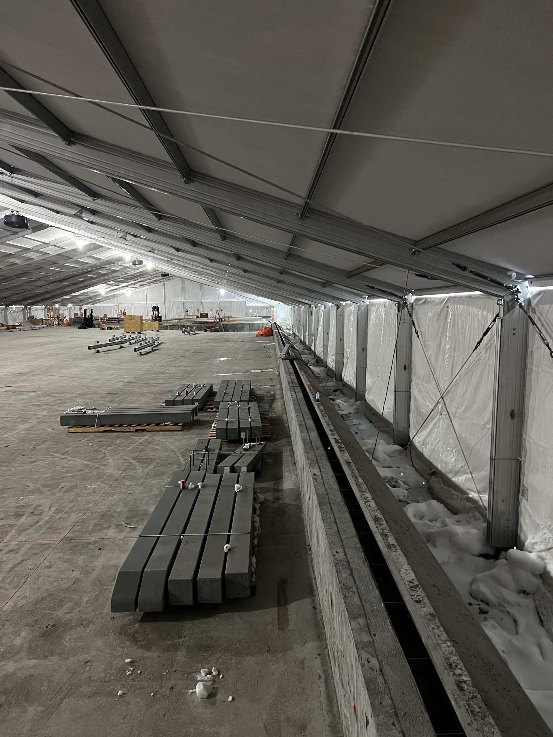 Structure tent rental for construction site coverage and weather protection