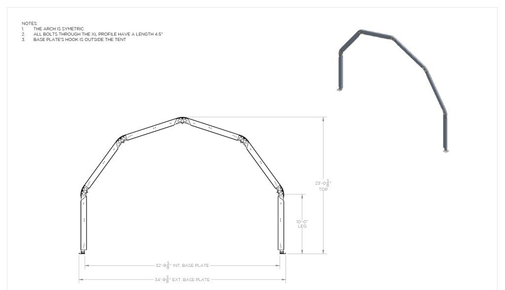 33′ Dome Structure — technical diagram with dimensions